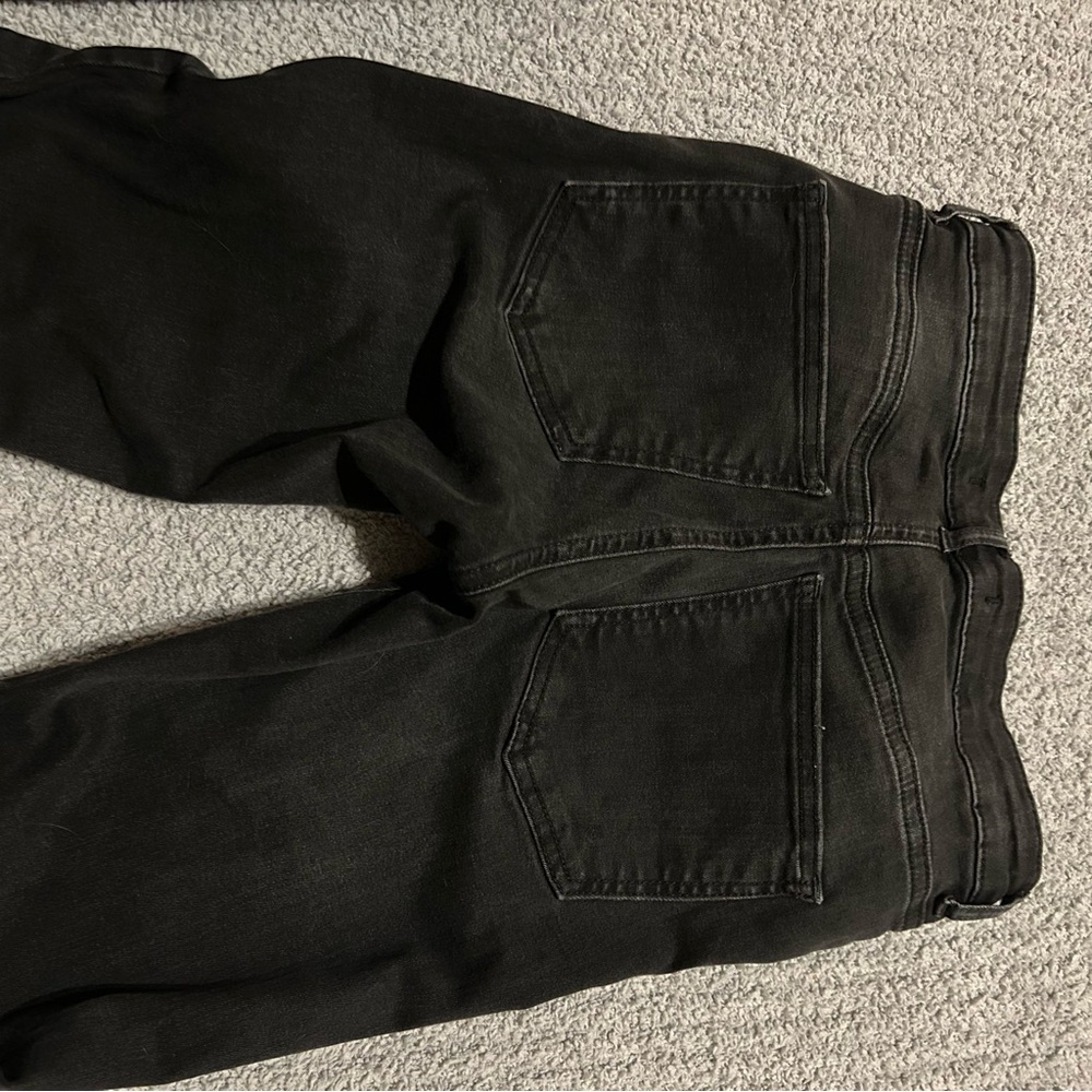Free People Black Flare Mid Rise Jeans Slit Hem Bell Bottom Seamed Size 27 - Picture 7 of 7